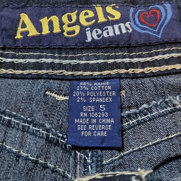 Angels Jeans Low-Rise Y2K Blue Denim White Stitching Shorts - Picture 7 of 7